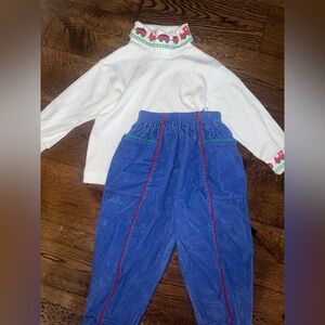 Vintage Kite Strings 80s/90s Train Turtleneck and Corduroy Pants Set Size 2T